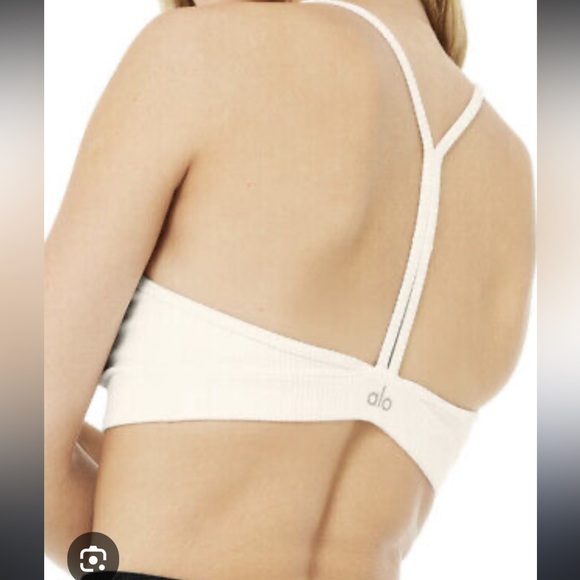 ALO Ribbed Blissful Bra White Small - Picture 6 of 9